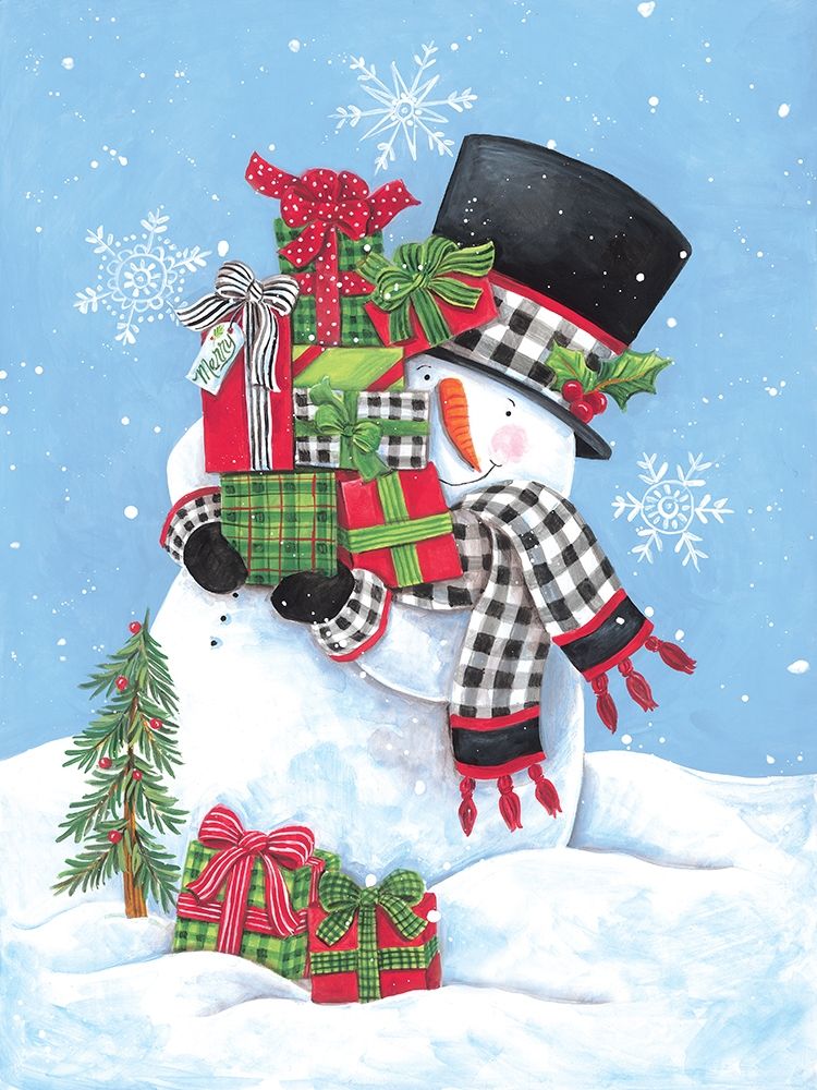 Gifting Snowman II art print by Diane Kater for $57.95 CAD