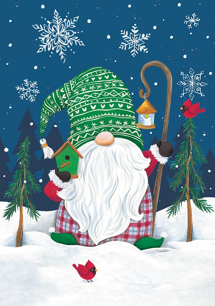 Snowy Santa Gnome art print by Diane Kater for $57.95 CAD