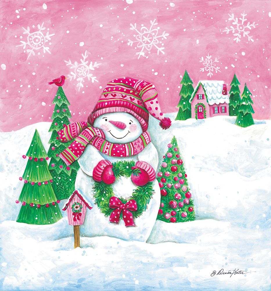 Pretty in Pink Snowman art print by Diane Kater for $57.95 CAD