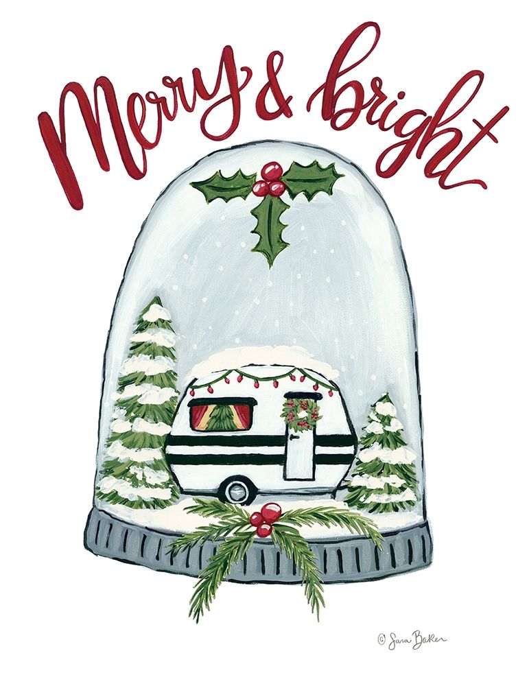 Merry and Bright Camper art print by Sara Baker for $57.95 CAD