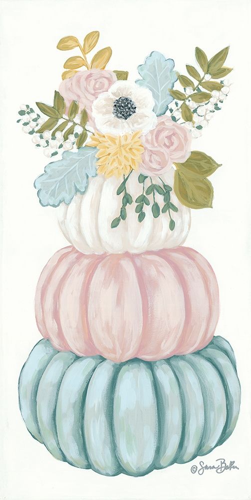 Floral Pumpkins art print by Sara Baker for $57.95 CAD