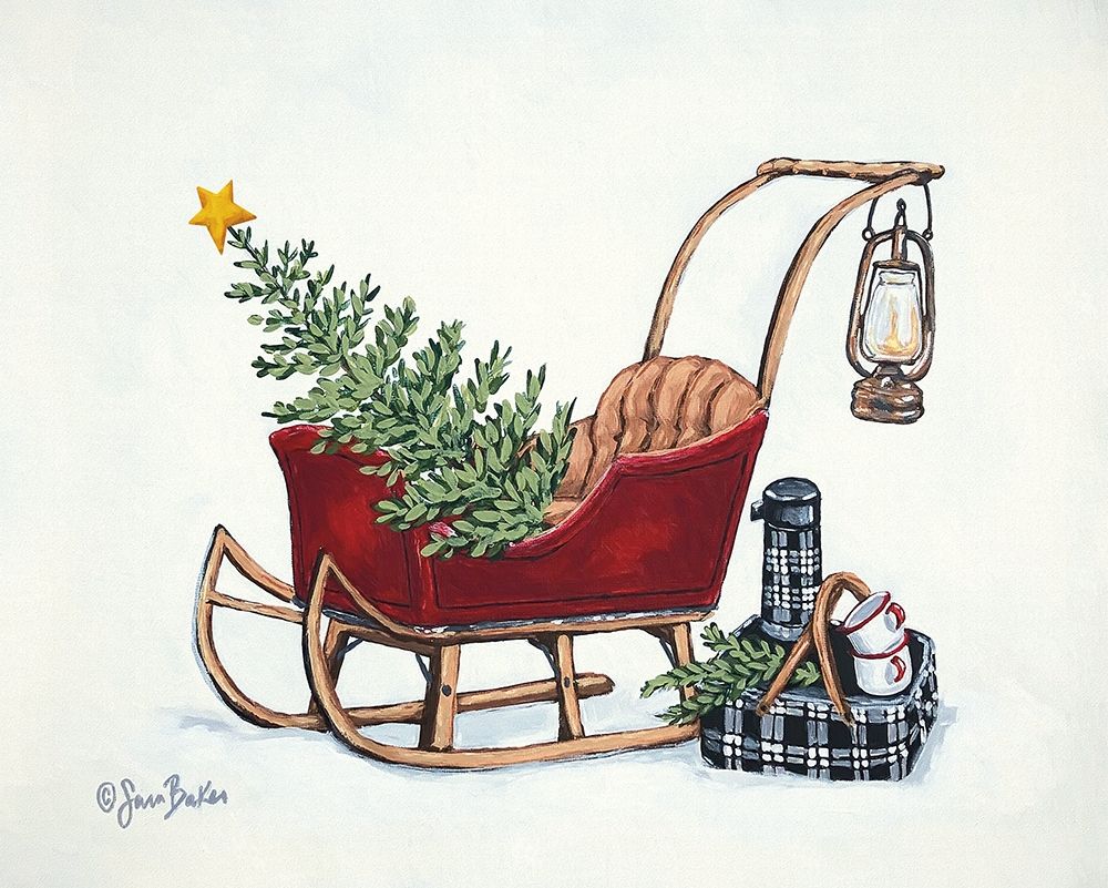 Winter Sleigh Picnic   art print by Sara Baker for $57.95 CAD