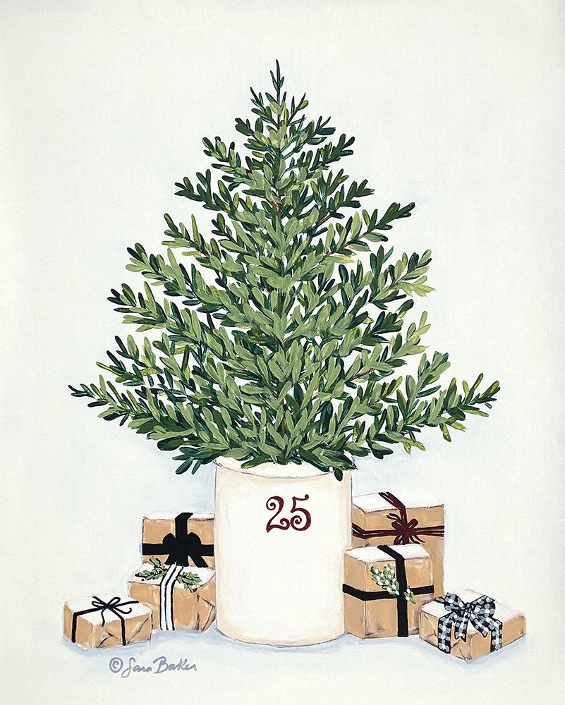 Country Crock Christmas Tree   art print by Sara Baker for $57.95 CAD