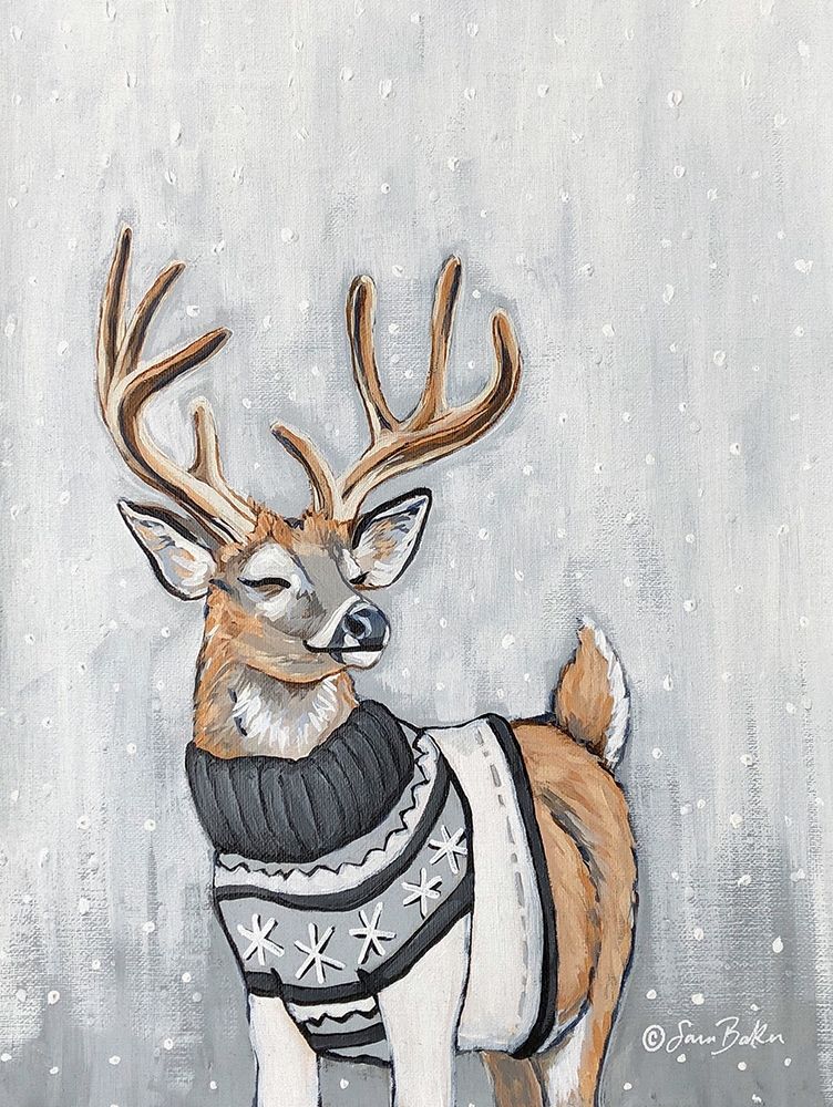 Stag in Sweater art print by Sara Baker for $57.95 CAD