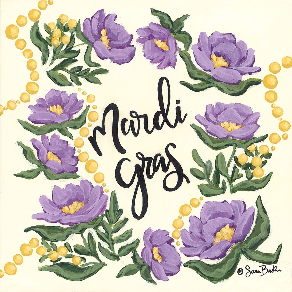 Floral Mardi Gras art print by Sara Baker for $57.95 CAD