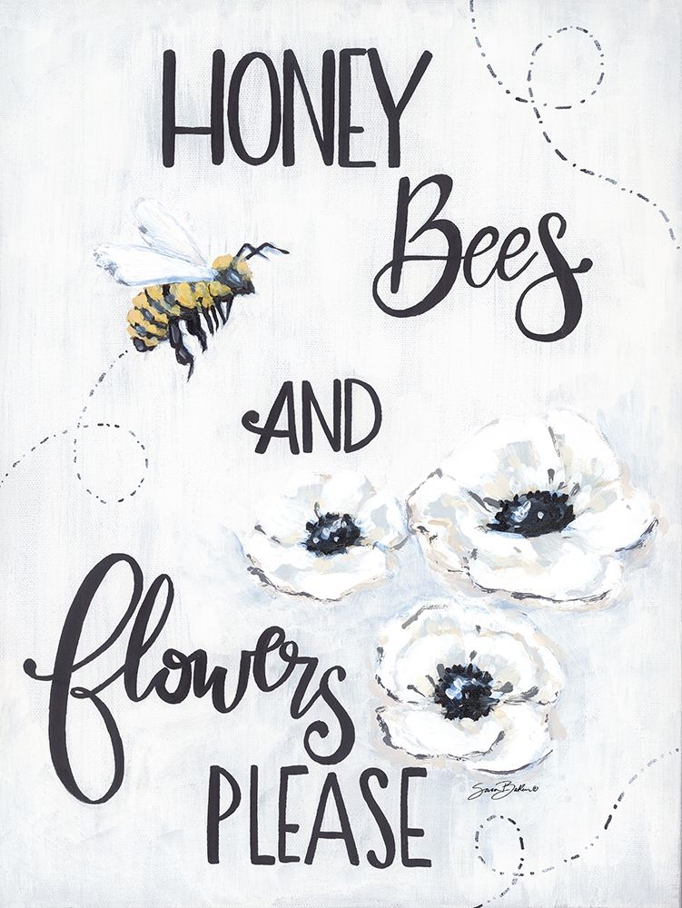 Honey Bees and Flowers Please art print by Sara Baker for $57.95 CAD
