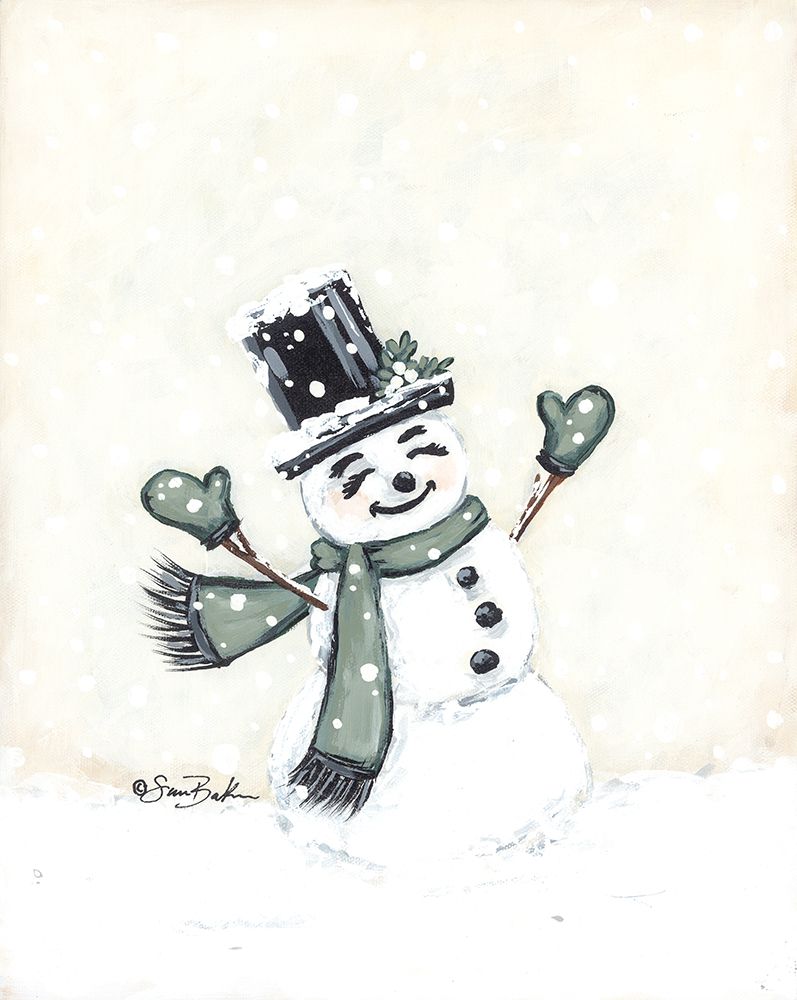 Jolly Green Snowman art print by Sara Baker for $57.95 CAD