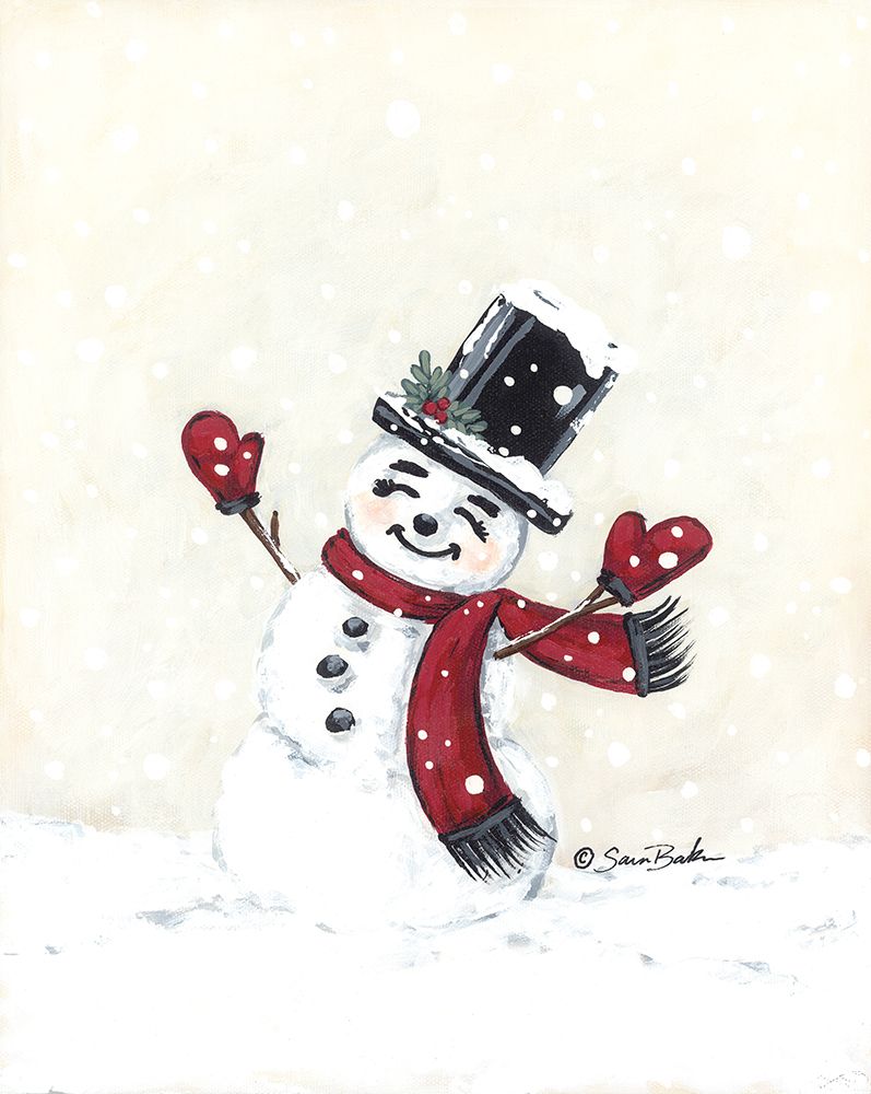 Jolly Red Snowman art print by Sara Baker for $57.95 CAD