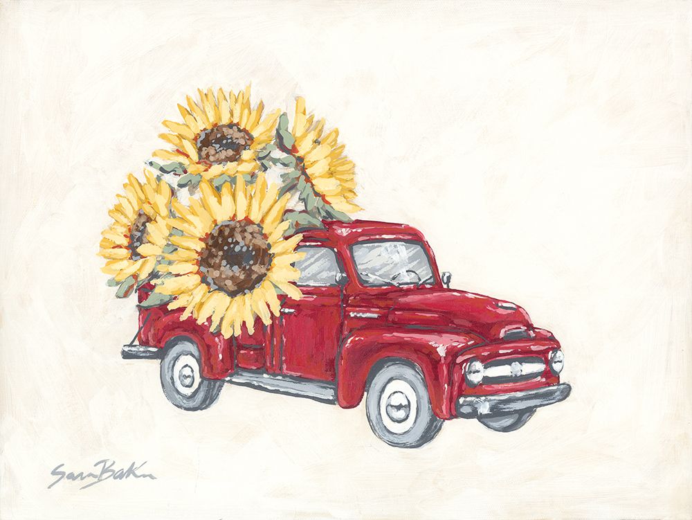 Sunflower Farm Truck art print by Sara Baker for $57.95 CAD