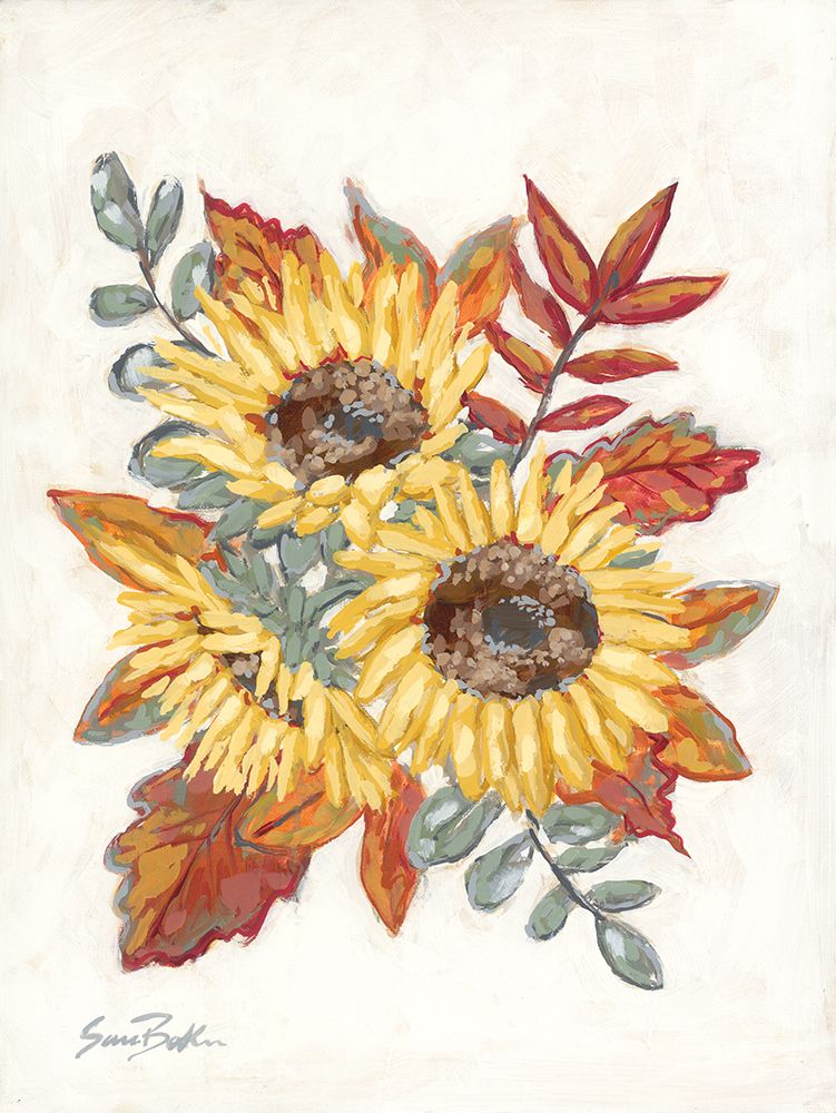 Sunflower Fall Foliage art print by Sara Baker for $57.95 CAD