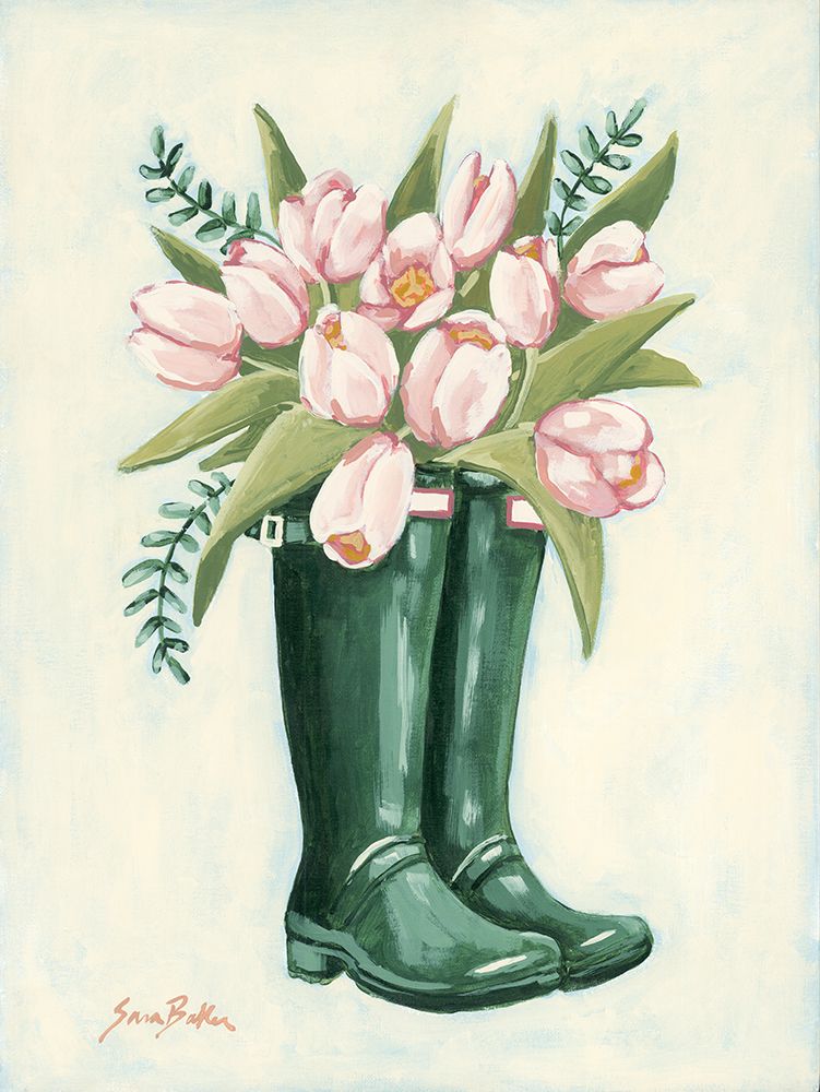 Tulips in Rainboots 1 art print by Sara Baker for $57.95 CAD