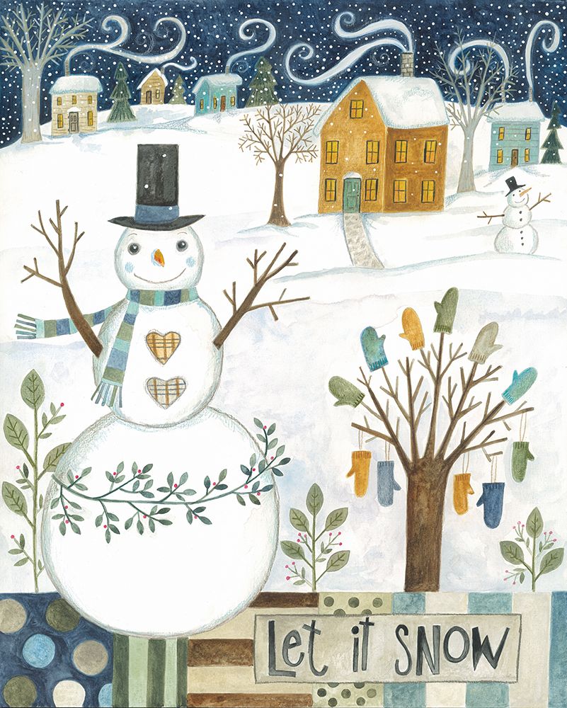 Let It Snow Snowman art print by Bernadette Deming for $57.95 CAD