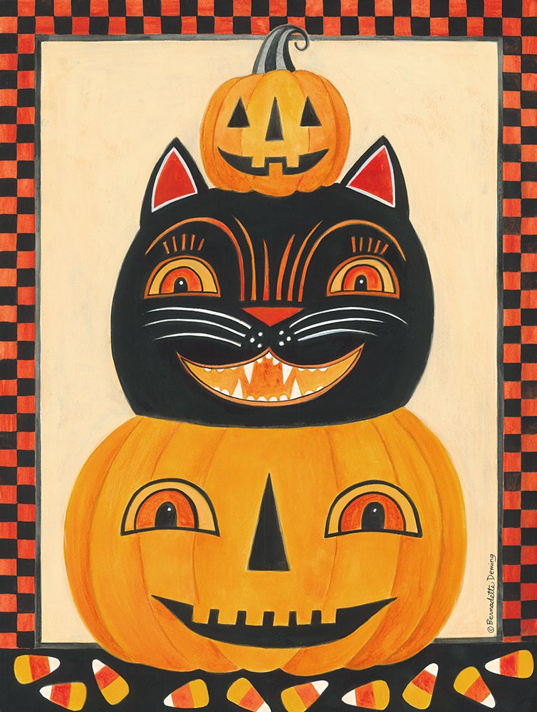 Cat and Jack Olanterns Stack art print by Bernadette Deming for $57.95 CAD