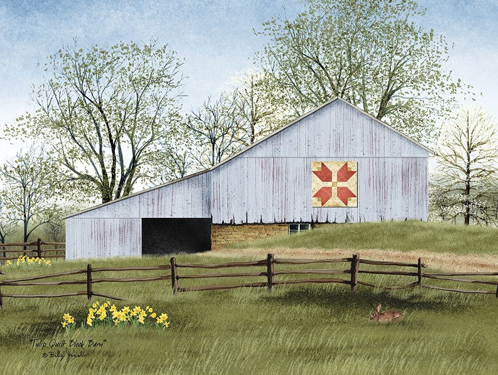 Tulip Quilt Block Barn art print by Billy Jacobs for $57.95 CAD
