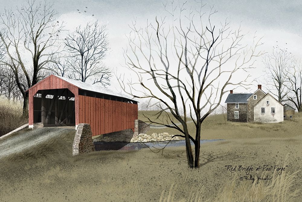 Red Bridge at Pool Forge          art print by Billy Jacobs for $57.95 CAD