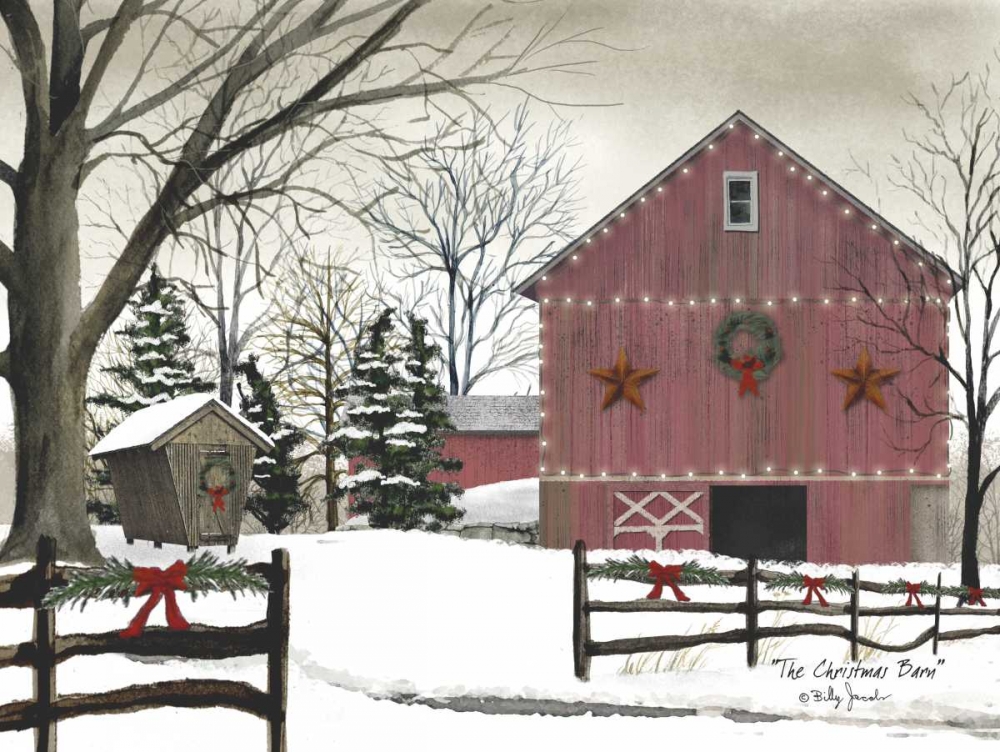 Christmas Barn art print by Billy Jacobs for $57.95 CAD