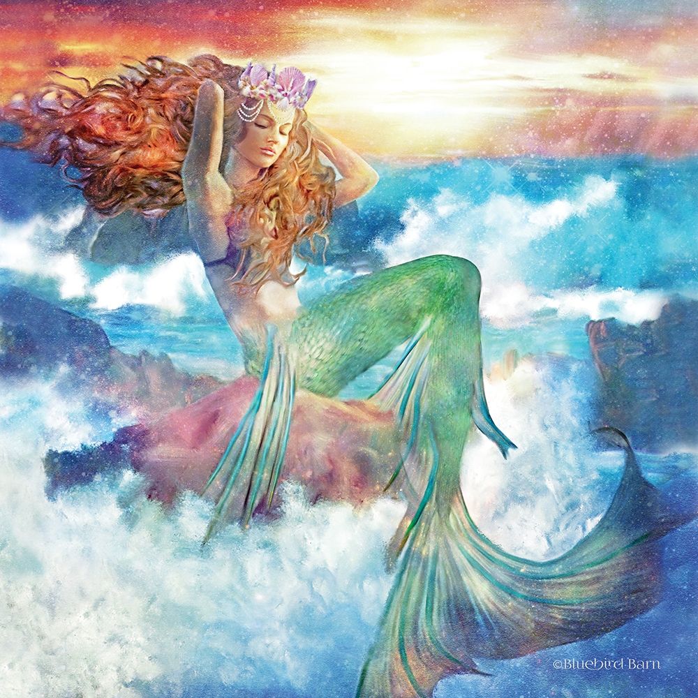Sunset Mermaid art print by Bluebird Barn for $57.95 CAD