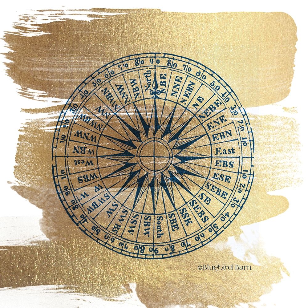 Brushed Gold Compass art print by Bluebird Barn for $57.95 CAD