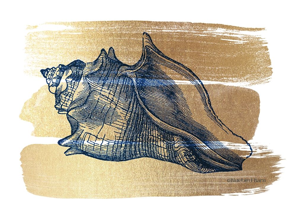 Brushed Gold Seashell art print by Bluebird Barn for $57.95 CAD