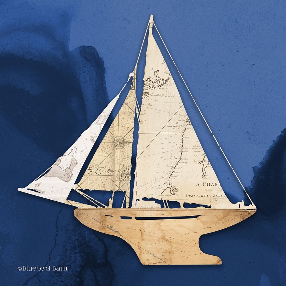 Sailboat Blue I art print by Bluebird Barn for $57.95 CAD