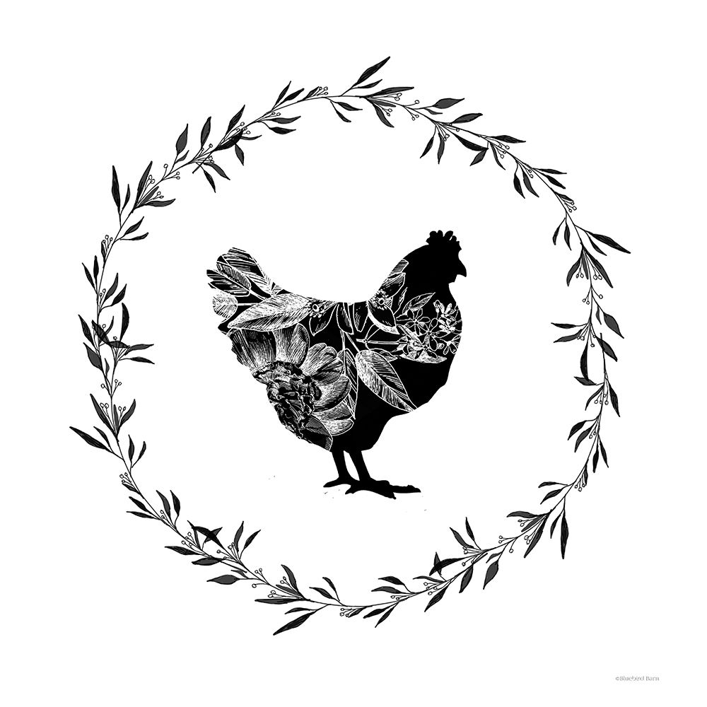 Farm Floral Hen art print by Bluebird Barn for $57.95 CAD