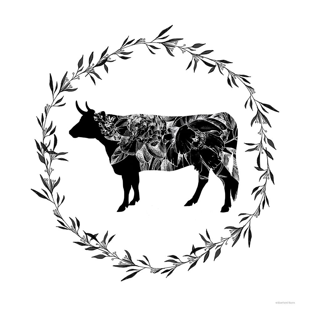 Farm Floral Cow art print by Bluebird Barn for $57.95 CAD