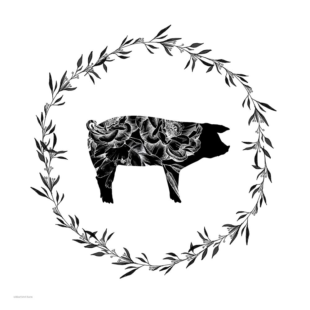 Farm Floral Pig art print by Bluebird Barn for $57.95 CAD