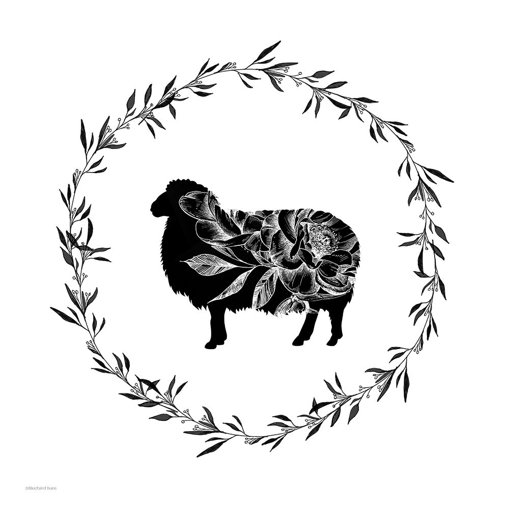 Farm Floral Sheep art print by Bluebird Barn for $57.95 CAD