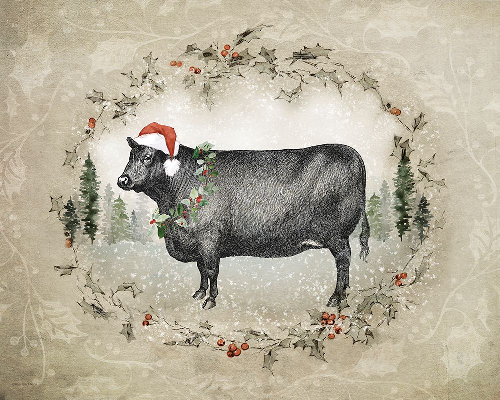 Christmas Cow art print by Bluebird Barn for $57.95 CAD