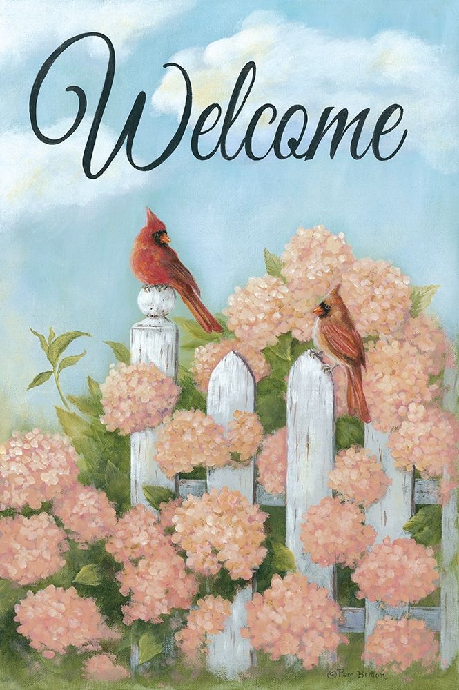 Cardinal Pair Welcome art print by Pam Britton for $57.95 CAD