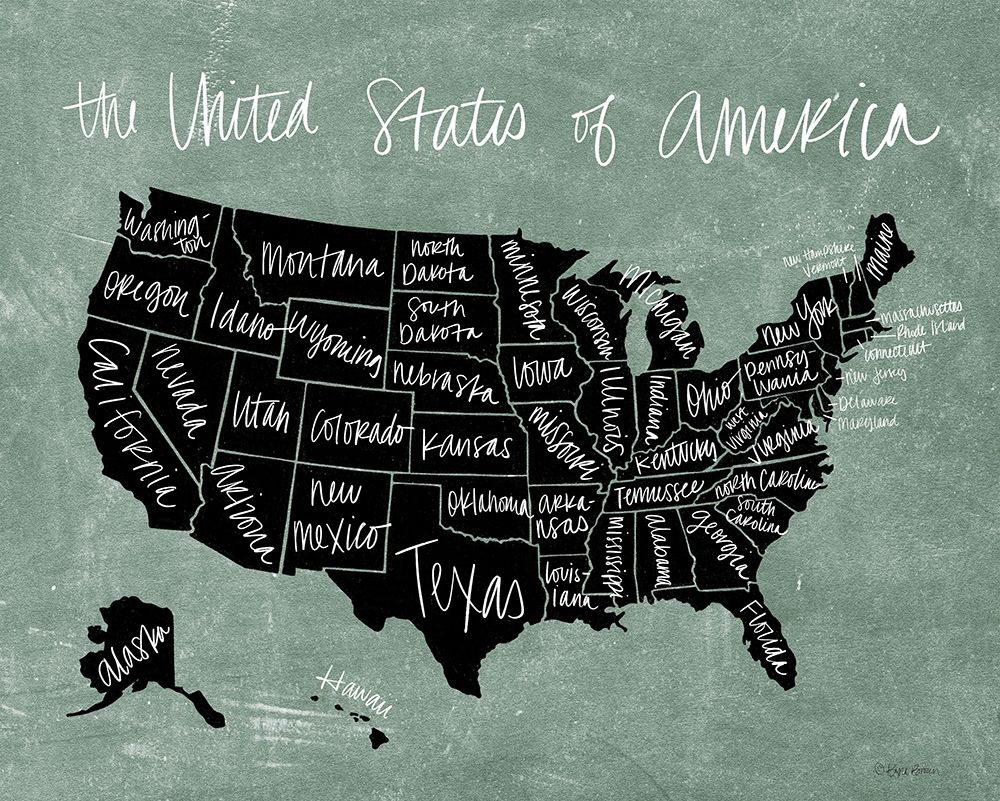 Chalk USA Map art print by Lady Louise Designs for $57.95 CAD