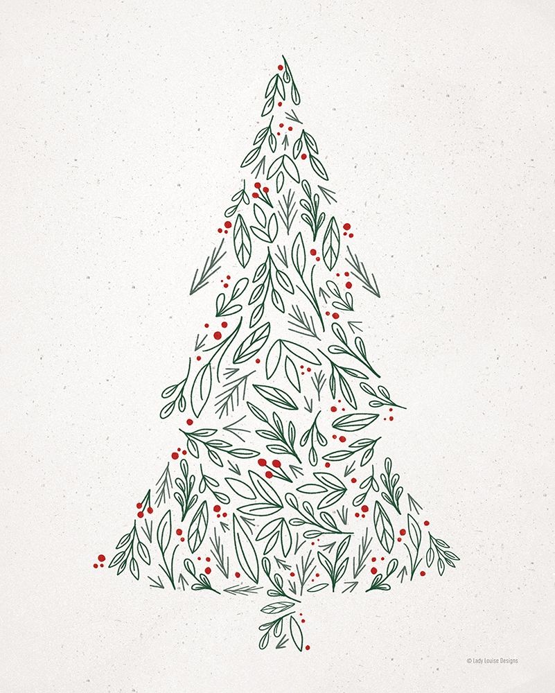 Floral Christmas Tree III  art print by Lady Louise Designs for $57.95 CAD