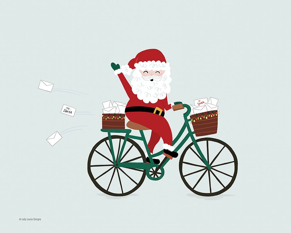 Santa Bike art print by Lady Louise Designs for $57.95 CAD