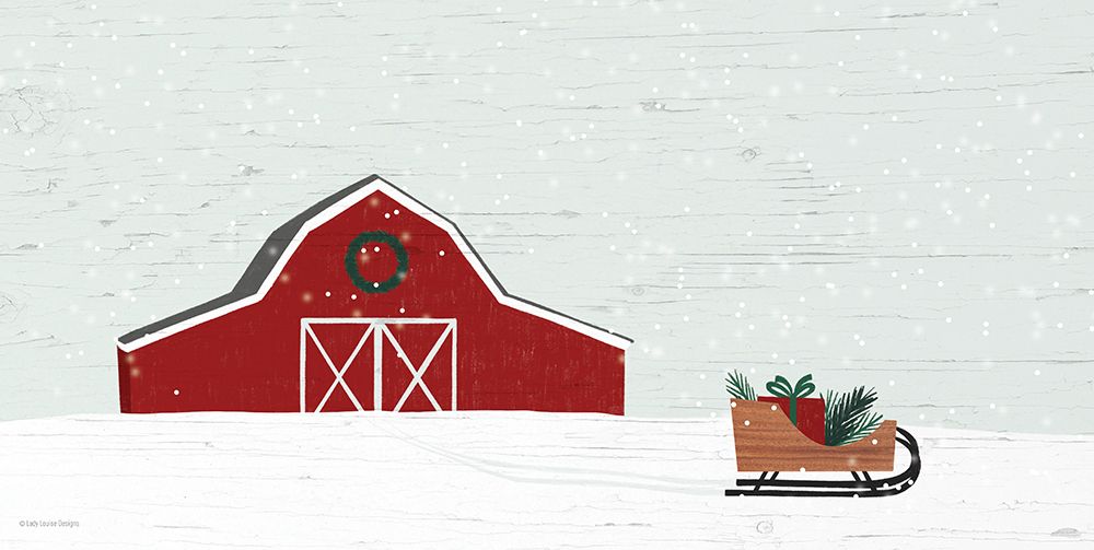 Christmas Barn art print by Lady Louise Designs for $57.95 CAD