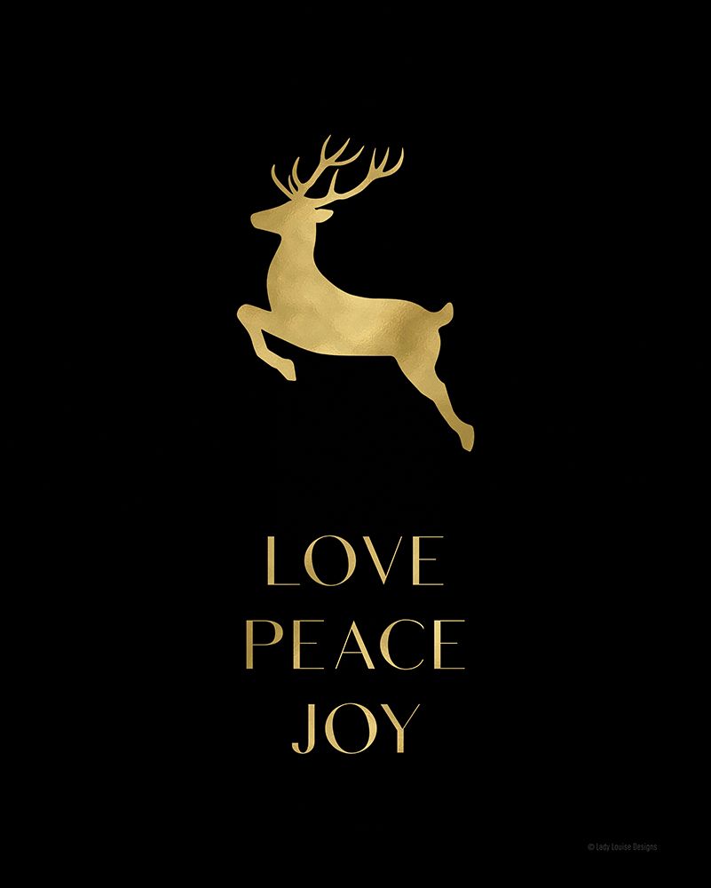 Love-Peace-Joy Reindeer art print by Lady Louise Designs for $57.95 CAD