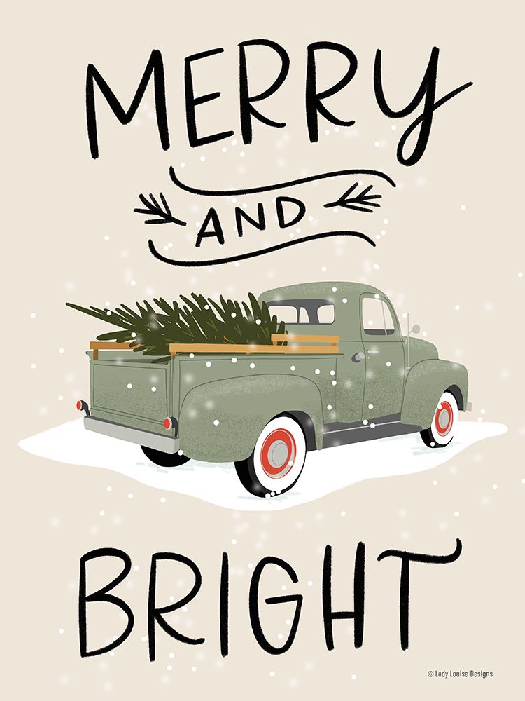 Merry Truck art print by Lady Louise Designs for $57.95 CAD