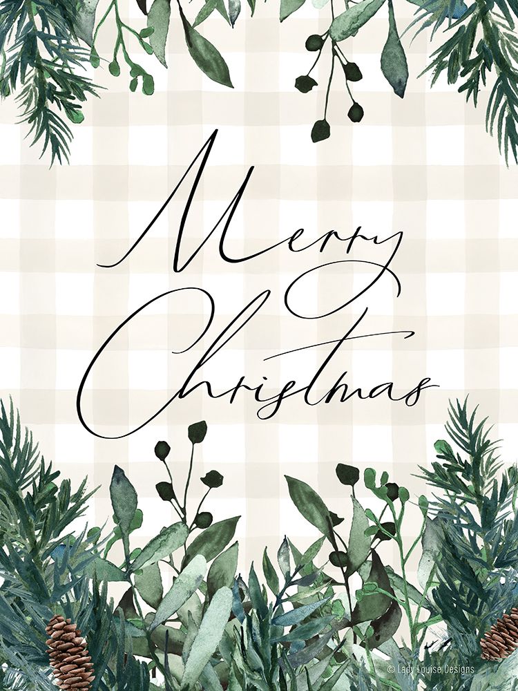 Merry Christmas Plaid art print by Lady Louise Designs for $57.95 CAD