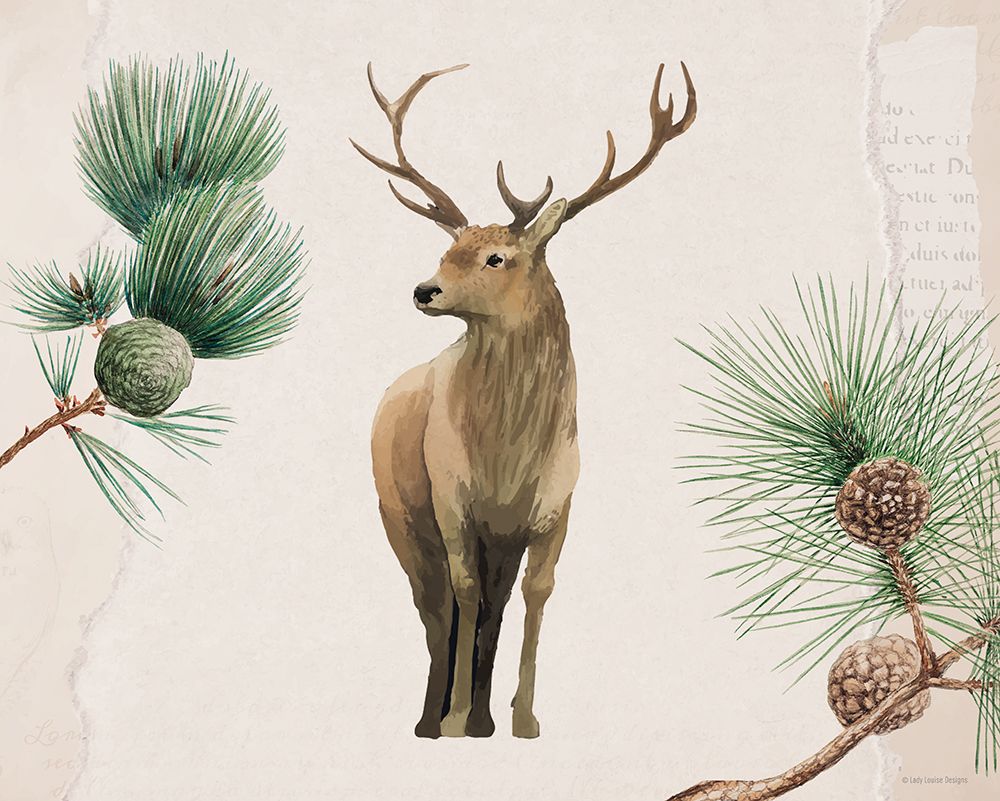 Deer in the Pines art print by Lady Louise Designs for $57.95 CAD