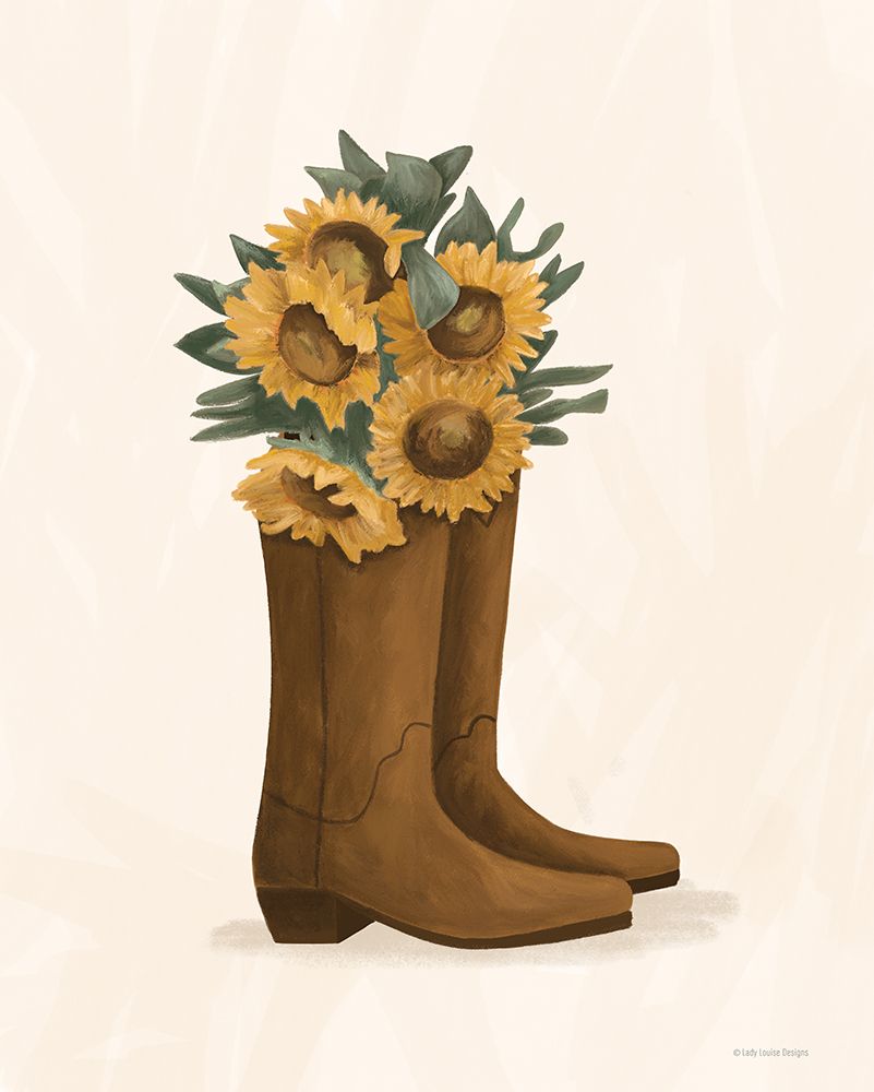 Sunflower Cowgirl Boots art print by Lady Louise Designs for $57.95 CAD