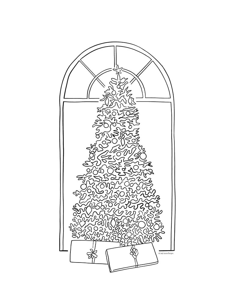 Christmas Tree Line Drawing art print by Lady Louise Designs for $57.95 CAD