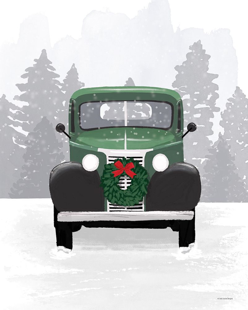 Vintage Car Christmas art print by Lady Louise Designs for $57.95 CAD