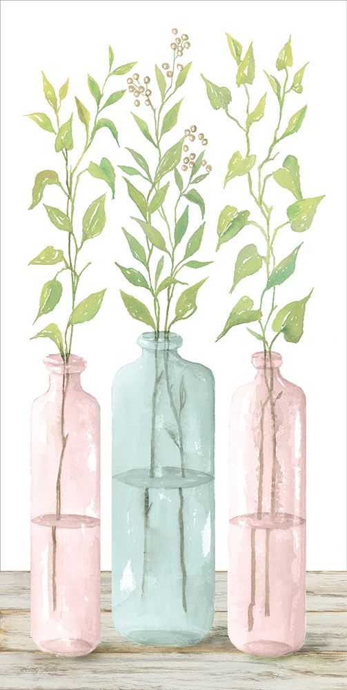 Pastel Leaves in Jars   art print by Britt Hallowell for $57.95 CAD