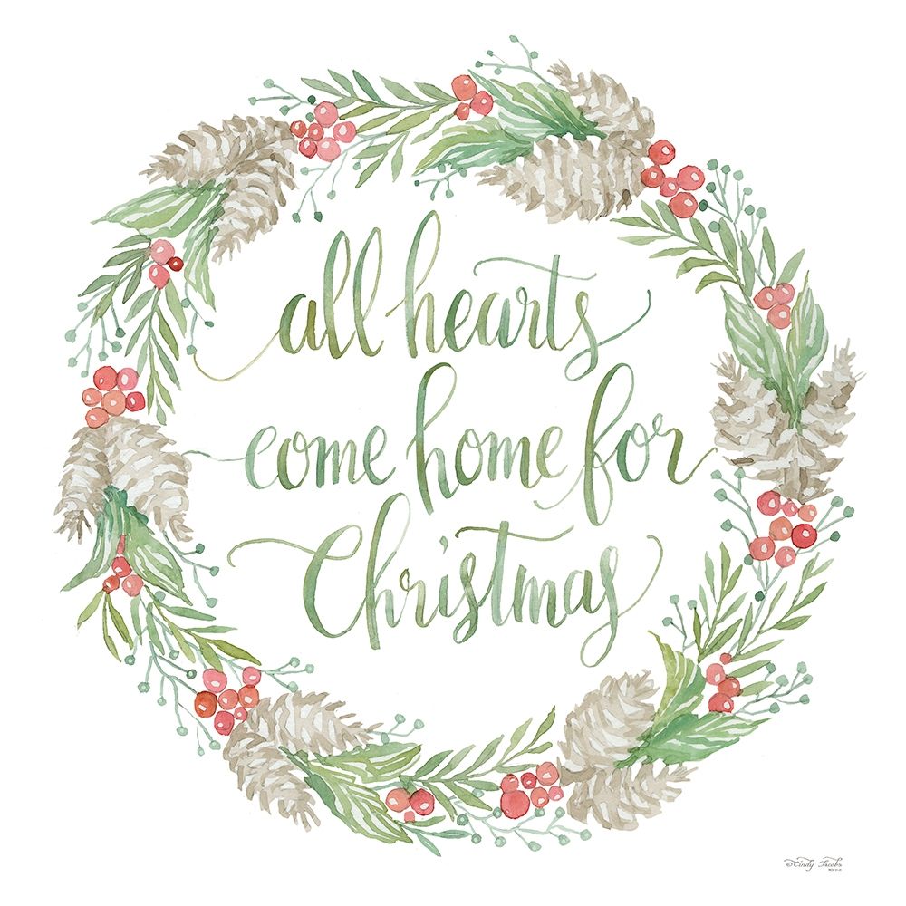 Come Home for Christmas Wreath art print by Cindy Jacobs for $57.95 CAD