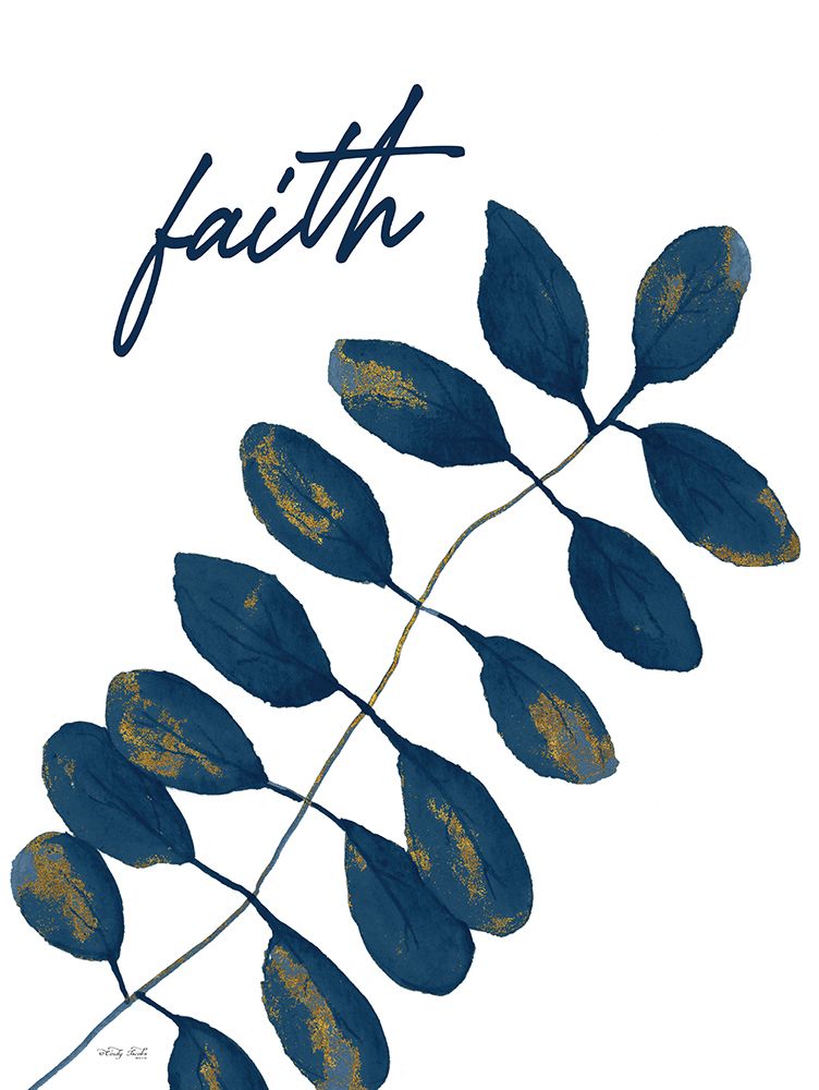 Faith Navy Gold Leaves art print by Cindy Jacobs for $57.95 CAD