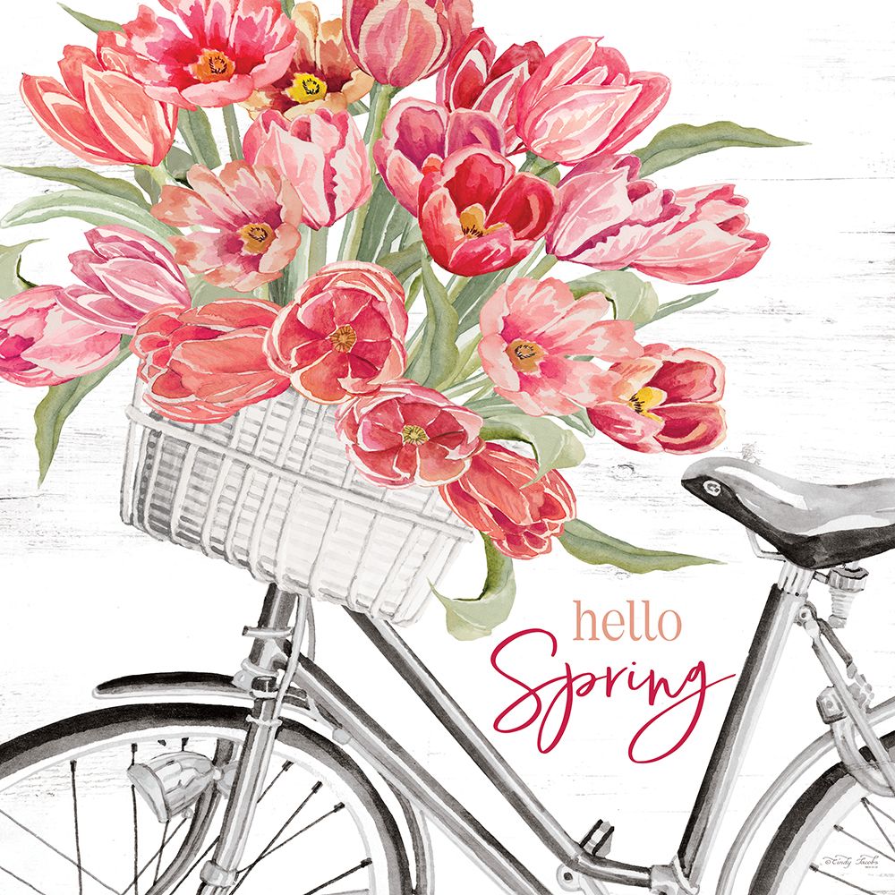Hello Spring Bicycle art print by Cindy Jacobs for $57.95 CAD