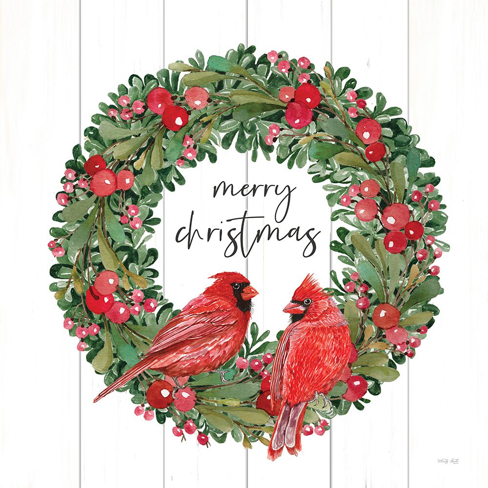 Merry Christmas Cardinal Wreath art print by Cindy Jacobs for $57.95 CAD
