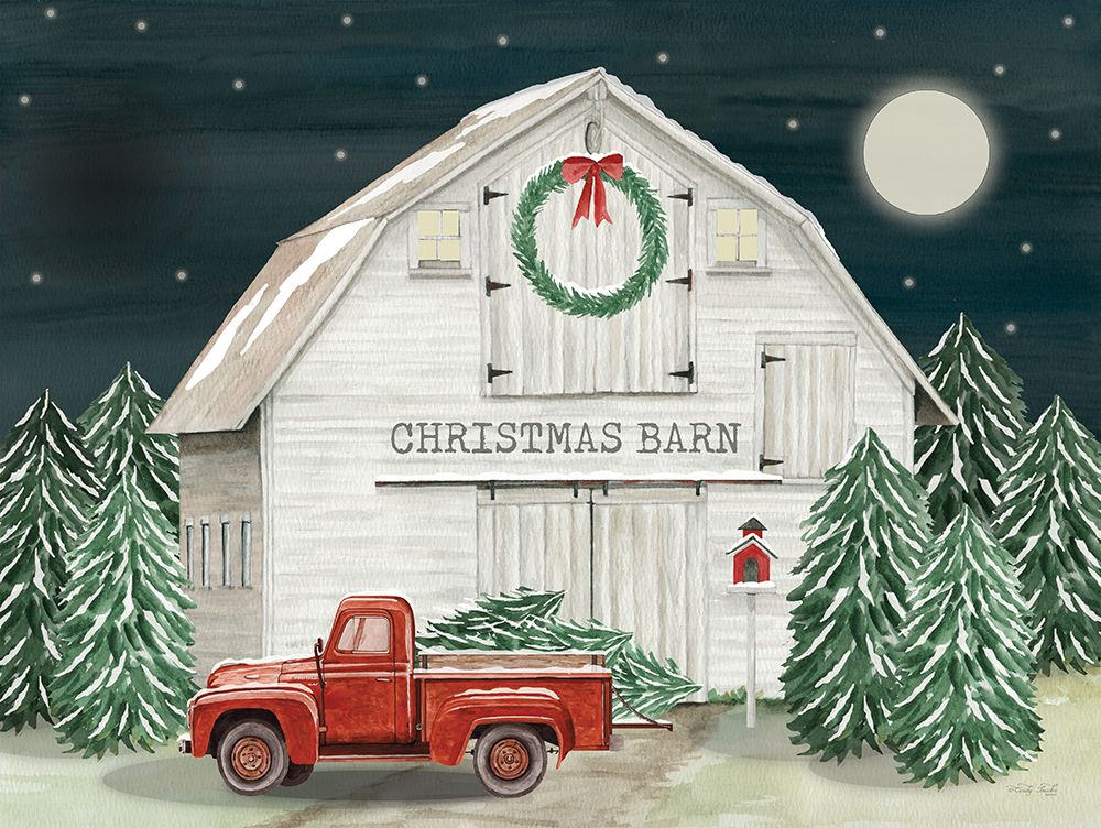 Starry Night Christmas Barn art print by Cindy Jacobs for $57.95 CAD
