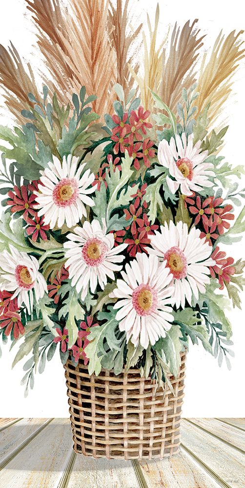 Gerbers and Pampas Grass art print by Cindy Jacobs for $57.95 CAD