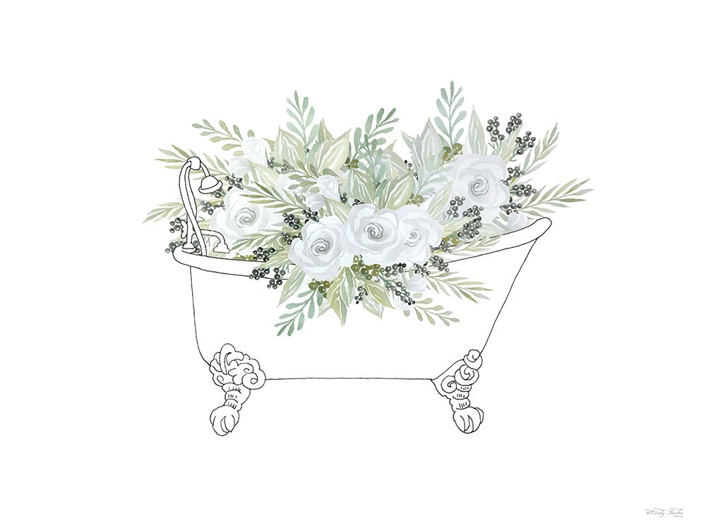 Floral Bathtub art print by Cindy Jacobs for $57.95 CAD