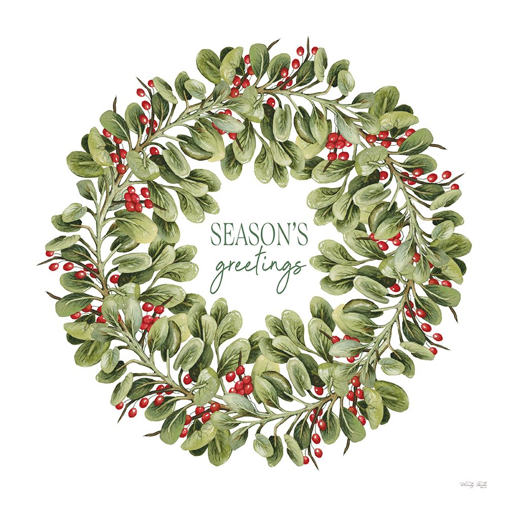 Seasons Greetings Wreath art print by Cindy Jacobs for $57.95 CAD